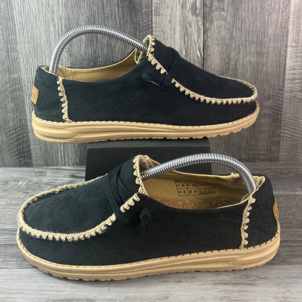 Hey Dude Wendy Crochet Black Slip On Loafer Shoes Women Size 8 121414976
